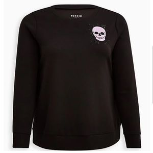 Torrid Black Sweatshirt with Pink Skull New 1